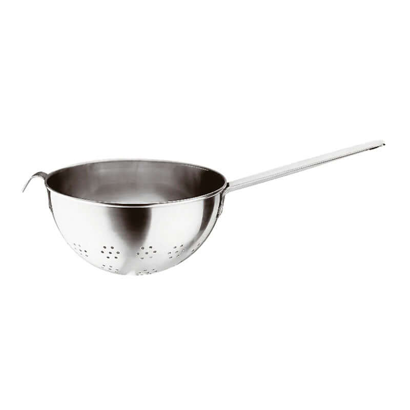 Colapasta sferico in acciaio inox con un manico e gancio, diam. 22cm