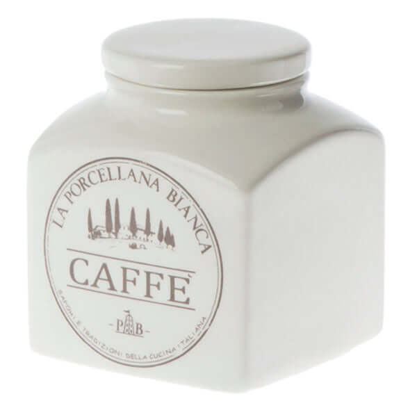 La porcellana bianca / Conserva / Barattolo ceramica caffè